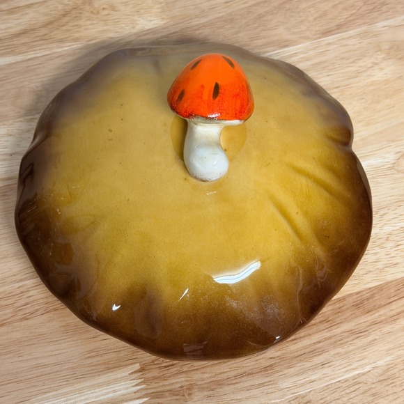 Vintage Sears Merry Mushroom Ceramic Canister Lid Fits 7" Tall - Picture 2 of 5